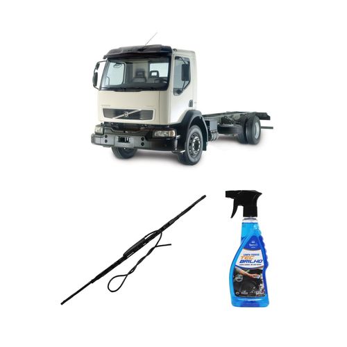 Kit Limpa Vidros Spray Tecbrilho 500mL Para-Brisa Tecbril + Palheta Totalclip Truck Com Esguicho RT24E Redux32 Volvo VM de 2003 em diante