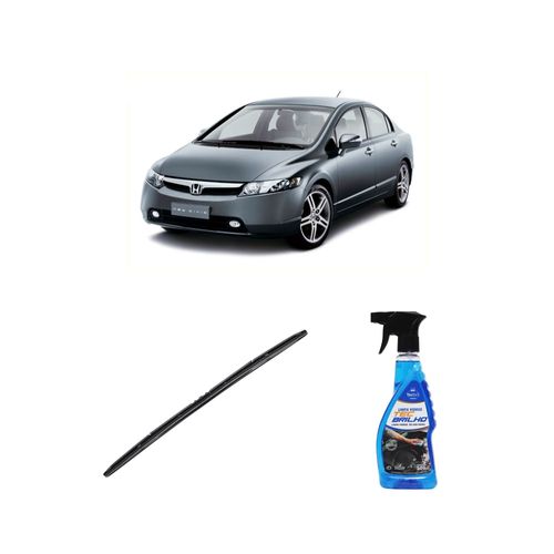 Kit Limpa Vidros Spray Tecbrilho 500mL Para-Brisa Tecbril + Palheta Totalclip Hybrid 26" Redux32 CIVIC de 2006 a 2011