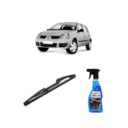 Kit Limpa Vidros Spray Tecbrilho 500mL Para-Brisa Tecbril + Palheta Totalclip Hybrid Traseira 11" Redux32 Renault Clio de 1999 a 2017