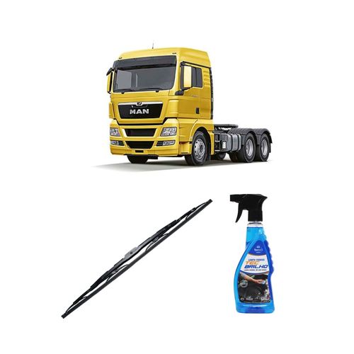 Kit Limpa Vidros Spray Tecbrilho 500mL Para-Brisa Tecbril + Palheta Totalclip Truck New 27" Redux32 Man TGX de 2011 em diante