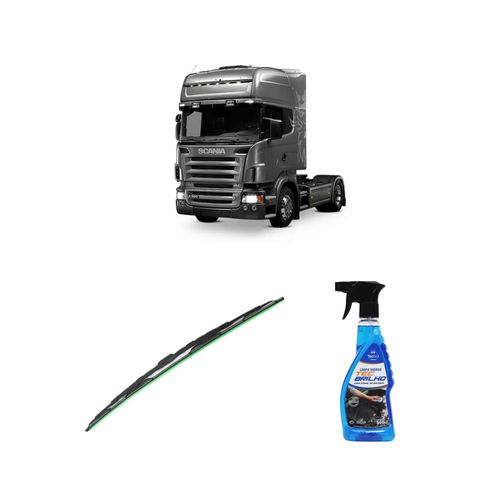 Kit Limpa Vidros Spray Tecbrilho 500mL Para-Brisa Tecbril + Palheta Totalclip Truck 24" Redux32 Scania SÉRIE T/R de 1981 a 1990