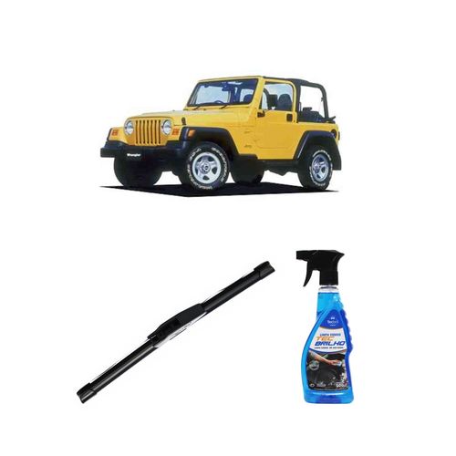 Kit Limpa Vidros Spray Tecbrilho 500mL Para-Brisa Tecbril + Palheta New Sportline 13" Redux32 Jeep Wrangler de 1996 a 2006