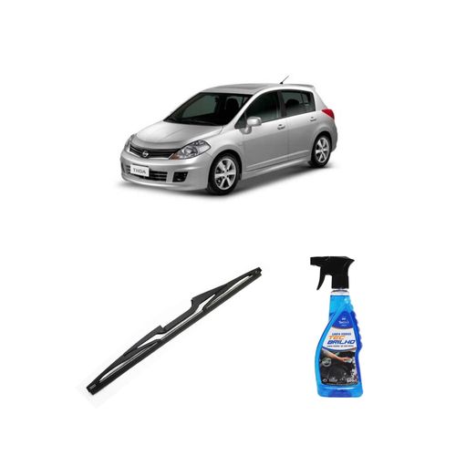 Kit Limpa Vidros Spray Tecbrilho 500mL Para-Brisa Tecbril + Palheta Totalclip Hybrid Traseira 14" Redux32 Nissan Tiida de 2008 a 2013