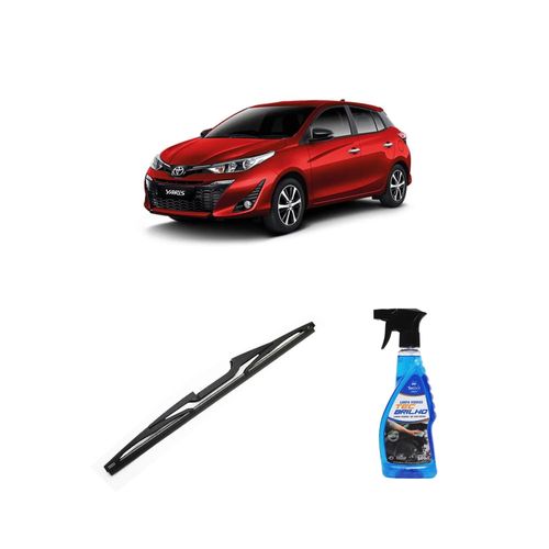 Kit Limpa Vidros Spray Tecbrilho 500mL Para-Brisa Tecbril + Palheta Totalclip Hybrid Traseira 14" Redux32 Toyota Yaris de 2018 em diante