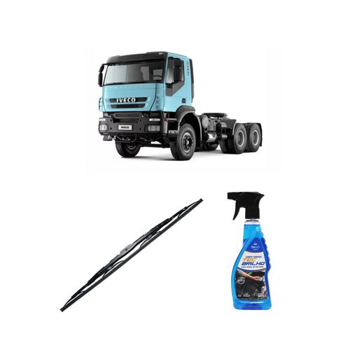 Kit Limpa Vidros Spray Tecbrilho 500mL Para-Brisa Tecbril + Palheta Totalclip Truck New 26" Redux32 Iveco Trakker de 2004 em diante