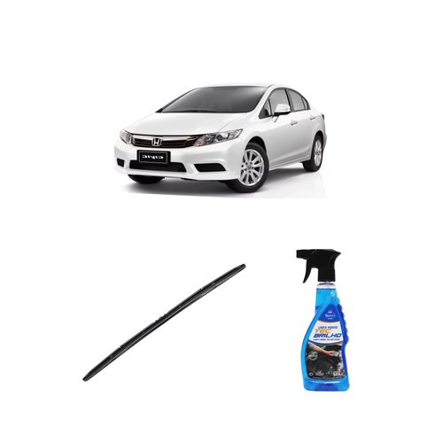 Kit Limpa Vidros Spray Tecbrilho 500mL Para-Brisa Tecbril + Palheta Totalclip Hybrid 26" Redux32 CIVIC de 2012 a 2016