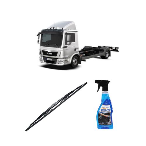 Kit Limpa Vidros Spray Tecbrilho 500mL Para-Brisa Tecbril + Palheta Totalclip Truck New 27" Redux32 Man TGL de 2011 em diante