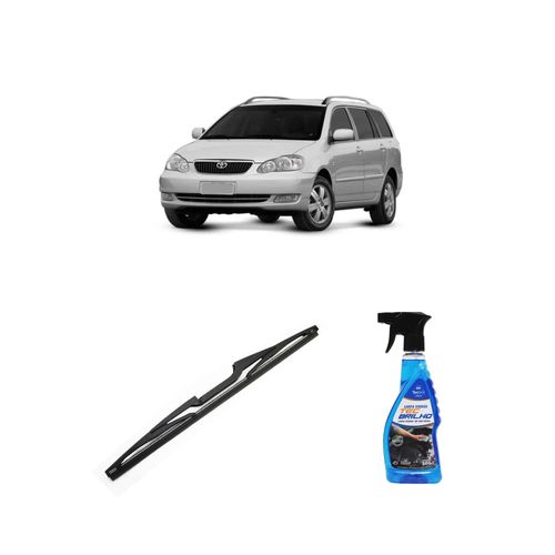 Kit Limpa Vidros Spray Tecbrilho 500mL Para-Brisa Tecbril + Palheta Totalclip Hybrid Traseira 14" Redux32 Toyota Corolla Fielder de 2005 a 2008