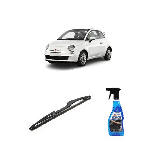 Kit Limpa Vidros Spray Tecbrilho 500mL Para-Brisa Tecbril + Palheta Totalclip Hybrid Traseira 12" Redux32 Fiat 500 de 2010 em diante