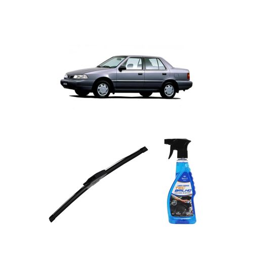 Kit Limpa Vidros Spray Tecbrilho 500mL Para-Brisa Tecbril + Palheta New Sportline 18" Redux32 Hyundai Excel de 1990 a 1994