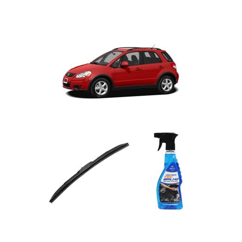 KIT LIMPA VIDROS SPRAY TECBRILHO 500ML PARA-BRISA TECBRIL + PALHETA UNIVERSAL HYBRID 26" REDUX32 SUZUKI SX4 DE 2009 A 2022