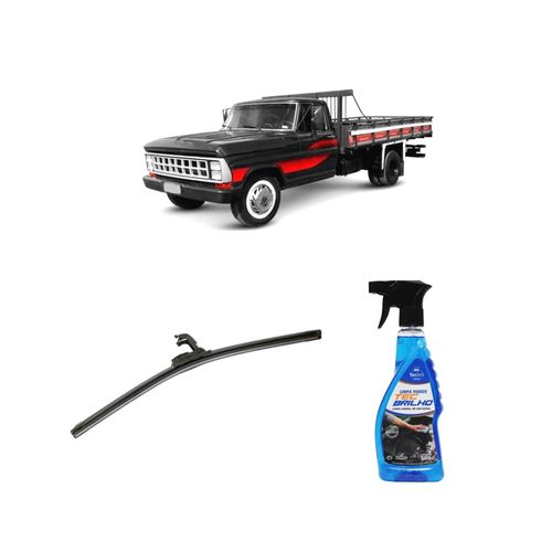 Kit Limpa Vidros Spray Tecbrilho 500mL Para-Brisa Tecbril + Palheta Flex Sportline Universal 16'' Redux32 Ford F2000 de 1980 a 1983