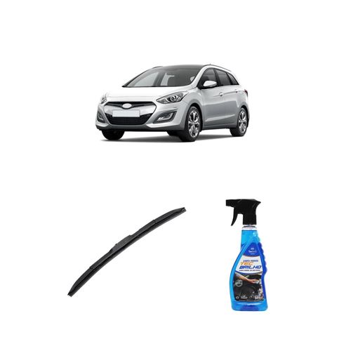 KIT LIMPA VIDROS SPRAY TECBRILHO 500ML PARA-BRISA TECBRIL + PALHETA UNIVERSAL HYBRID 26" REDUX32 HYUNDAI I30 DE 2013 A 2016