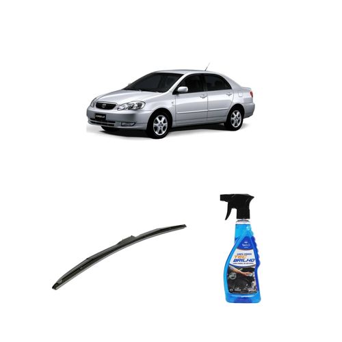 KIT LIMPA VIDROS SPRAY TECBRILHO 500ML PARA-BRISA TECBRIL + PALHETA UNIVERSAL HYBRID 24" REDUX32 COROLLA DE 2002 A 2008
