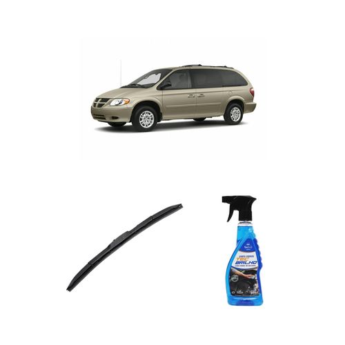 KIT LIMPA VIDROS SPRAY TECBRILHO 500ML PARA-BRISA TECBRIL + PALHETA UNIVERSAL HYBRID 26" REDUX32 GRAN CARAVAN DE 2007 A 2022