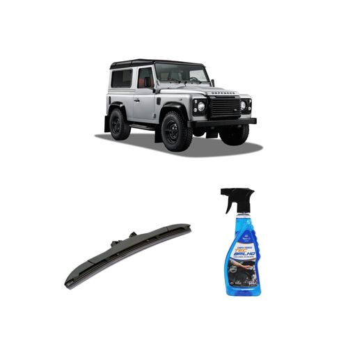KIT LIMPA VIDROS SPRAY TECBRILHO 500ML PARA-BRISA TECBRIL + PALHETA UNIVERSAL HYBRID 14" REDUX32 DEFENDER DE 1998 A 2011