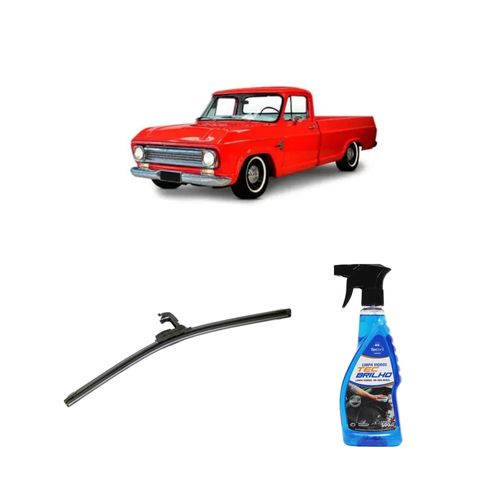 Kit Limpa Vidros Spray Tecbrilho 500mL Para-Brisa Tecbril + Palheta Flex Sportline Universal 16'' Redux32 Chevrolet A10 de 1967 a 1995