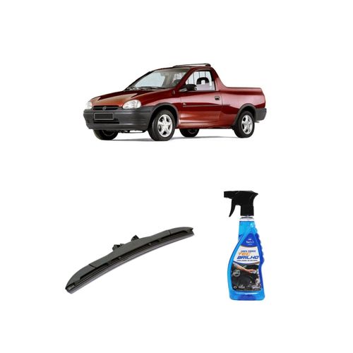 KIT LIMPA VIDROS SPRAY TECBRILHO 500ML PARA-BRISA TECBRIL + PALHETA UNIVERSAL HYBRID 14" REDUX32 PICAPE ST DE 1994 A 2002