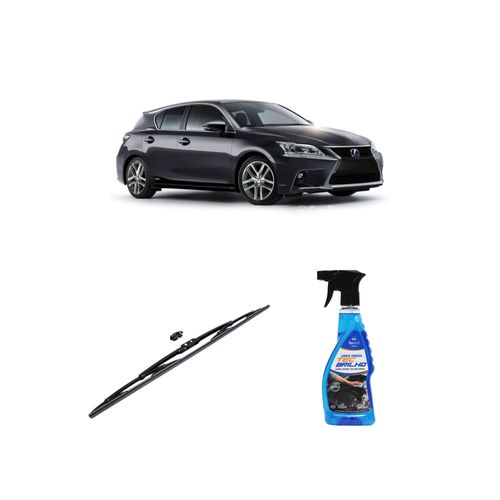 KIT LIMPA VIDROS SPRAY TECBRILHO 500ML PARA-BRISA TECBRIL + PALHETA UNIVERSAL FORTLINE 26" REDUX32 LEXUS CT 200H DE 2010 A 2022