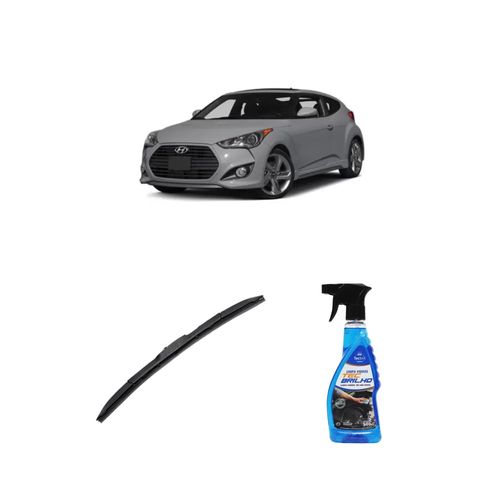 KIT LIMPA VIDROS SPRAY TECBRILHO 500ML PARA-BRISA TECBRIL + PALHETA UNIVERSAL HYBRID 26" REDUX32 VELOSTER DE 2011 A 2013