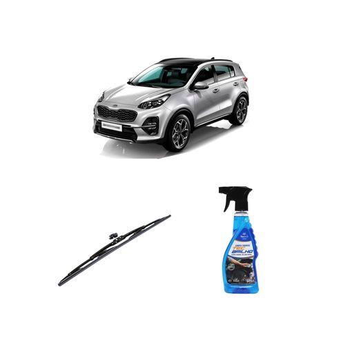 KIT LIMPA VIDROS SPRAY TECBRILHO 500ML PARA-BRISA TECBRIL + PALHETA UNIVERSAL FORTLINE 24" REDUX32 SPORTAGE DE 2017 A 2022