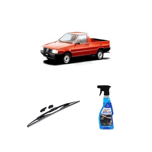KIT LIMPA VIDROS SPRAY TECBRILHO 500ML PARA-BRISA TECBRIL + PALHETA UNIVERSAL FORTLINE 18'' REDUX32 FIORINO DE 1987 A 2013