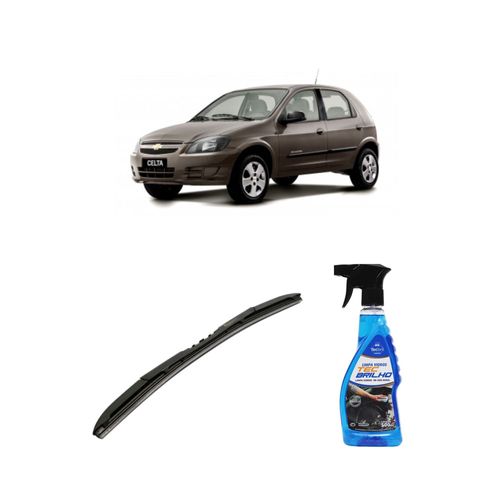 Kit Limpa Vidros Spray Tecbrilho 500mL Para-Brisa Tecbril + Palheta Totalclip Hybrid 18" Redux32 CELTA de 2014 a 2022