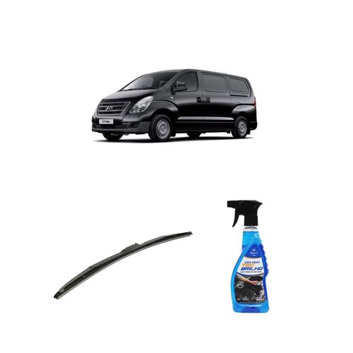KIT LIMPA VIDROS SPRAY TECBRILHO 500ML PARA-BRISA TECBRIL + PALHETA UNIVERSAL HYBRID 24" REDUX32 HYUNDAI H1 DE 2008 A 2022