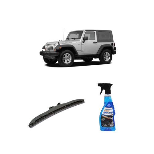 KIT LIMPA VIDROS SPRAY TECBRILHO 500ML PARA-BRISA TECBRIL + PALHETA UNIVERSAL HYBRID 14" REDUX32 WRANGLER DE 2007 A 2022