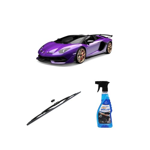KIT LIMPA VIDROS SPRAY TECBRILHO 500ML PARA-BRISA TECBRIL + PALHETA UNIVERSAL FORTLINE 26" REDUX32 AVENTADOR DE 2014 A 2022