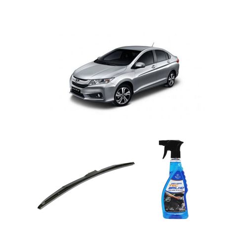 KIT LIMPA VIDROS SPRAY TECBRILHO 500ML PARA-BRISA TECBRIL + PALHETA UNIVERSAL HYBRID 24" REDUX32 CITY DE 2015 A 2017