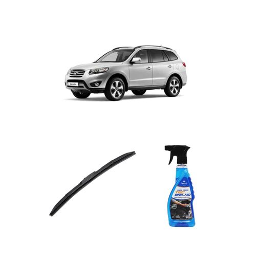 KIT LIMPA VIDROS SPRAY TECBRILHO 500ML PARA-BRISA TECBRIL + PALHETA UNIVERSAL HYBRID 26" REDUX32 SANTA FÉ DE 2014 A 2019