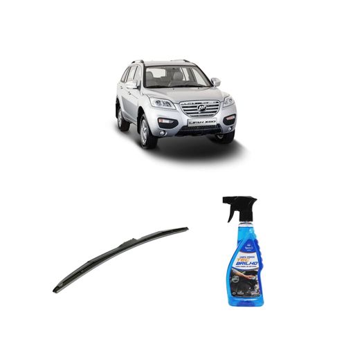 KIT LIMPA VIDROS SPRAY TECBRILHO 500ML PARA-BRISA TECBRIL + PALHETA UNIVERSAL HYBRID 24" REDUX32 LIFAN SUV DE 2010 A 2022
