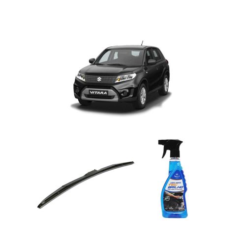 KIT LIMPA VIDROS SPRAY TECBRILHO 500ML PARA-BRISA TECBRIL + PALHETA UNIVERSAL HYBRID 24" REDUX32 VITARA DE 2018 A 2022