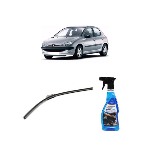 Kit Limpa Vidros Spray Tecbrilho 500mL Para-Brisa Tecbril + Palheta Flex Sportline Universal 26" Redux32 Peugeot 206 de 1998 a 2022