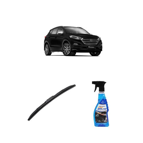 KIT LIMPA VIDROS SPRAY TECBRILHO 500ML PARA-BRISA TECBRIL + PALHETA UNIVERSAL HYBRID 26" REDUX32 TUCSON DE 2017 A 2022