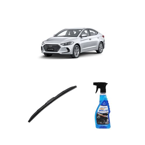 KIT LIMPA VIDROS SPRAY TECBRILHO 500ML PARA-BRISA TECBRIL + PALHETA UNIVERSAL HYBRID 26" REDUX32 ELANTRA DE 2017 A 2022