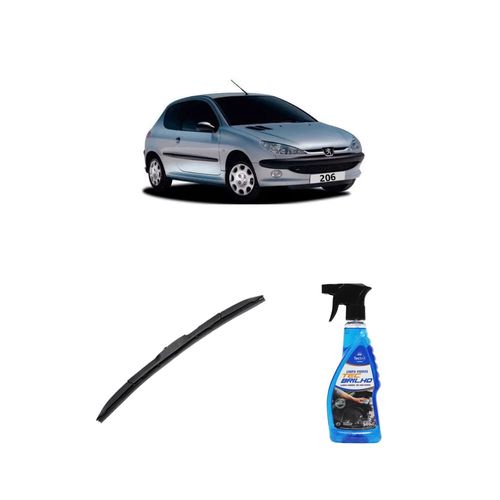 KIT LIMPA VIDROS SPRAY TECBRILHO 500ML PARA-BRISA TECBRIL + PALHETA UNIVERSAL HYBRID 26" REDUX32 PEUGEOT 206 DE 1998 A 2022
