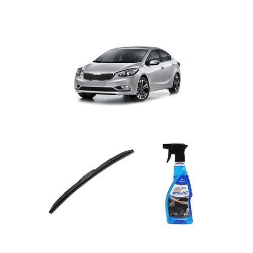 KIT LIMPA VIDROS SPRAY TECBRILHO 500ML PARA-BRISA TECBRIL + PALHETA UNIVERSAL HYBRID 26" REDUX32 CERATO DE 2013 A 2019