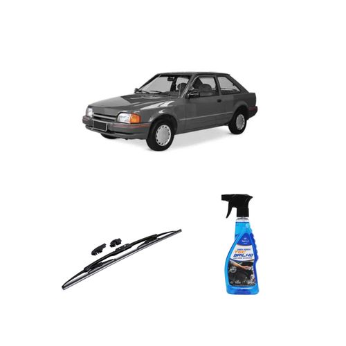 KIT LIMPA VIDROS SPRAY TECBRILHO 500ML PARA-BRISA TECBRIL + PALHETA UNIVERSAL FORTLINE 18'' REDUX32 ESCORT DE 1983 A 1992
