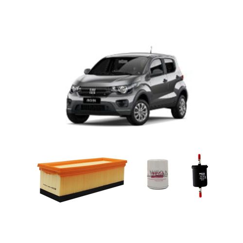 Kit filtros, ar do motor, combustível e óleo lubrificante WEGA - Fiat Mobi Flex - (Easy On / Like / Way / DRIVE) - mecânico 1.0 Fire 73 cv 2018