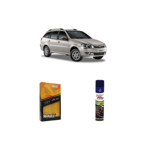 KIT FILTRO DE AR ARA48 + LIMPA AR CONDICIONADO PALIO WEEKEND 1.8 16V FLEX E-TORQ DE 2010 A 2021