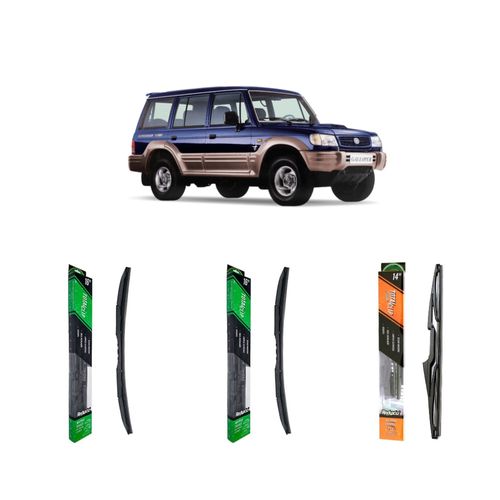 Kit de palhetas com 02 palhetas totalclip 16", 01 palheta totalclip 14" traseira para ASIA MOTORS GALLOPER de 1997 a 2002 - REDUX32