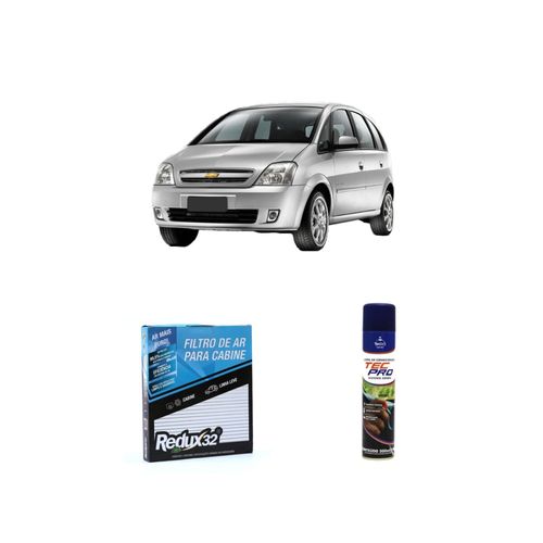 Kit filtro de cabine arc704 Redux32 + limpa ar condicionado Tecbril para meriva 2002 a 2021