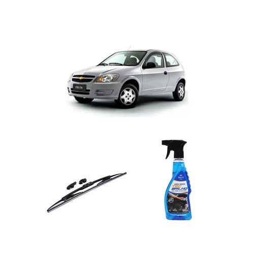 KIT LIMPA VIDROS SPRAY TECBRILHO 500ML PARA-BRISA TECBRIL + PALHETA UNIVERSAL FORTLINE 18'' REDUX32 CELTA DE 2000 A 2003