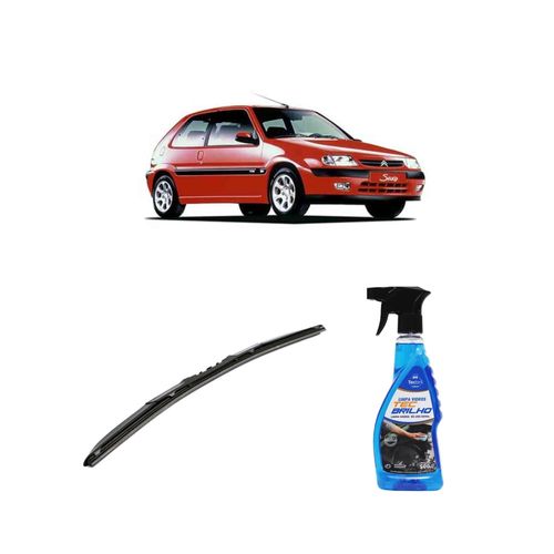 Kit Limpa Vidros Spray Tecbrilho 500mL Para-Brisa Tecbril + Palheta Totalclip Hybrid 20" Redux32 SAXO de 1996 a 2000