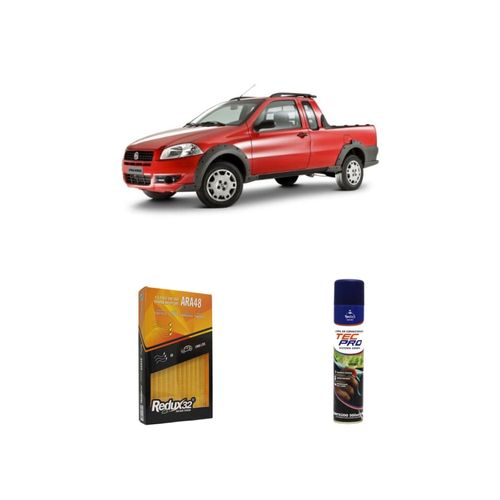 KIT FILTRO DE AR ARA48 + LIMPA AR CONDICIONADO STRADA 1.8 16V FLEX E-TORQ DE 2010 A 2021