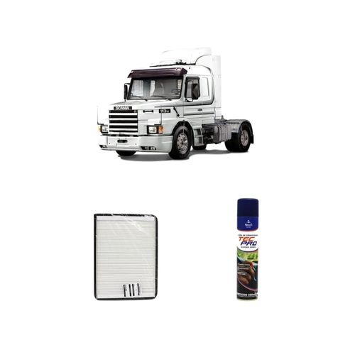Kit filtro de cabine arc025 Redux32 + limpa ar condicionado Tecfil para scania 113