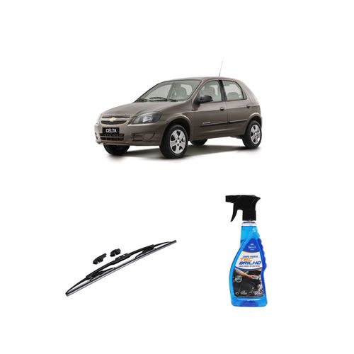 KIT LIMPA VIDROS SPRAY TECBRILHO 500ML PARA-BRISA TECBRIL + PALHETA UNIVERSAL FORTLINE 18'' REDUX32 CELTA DE 2014 A 2021