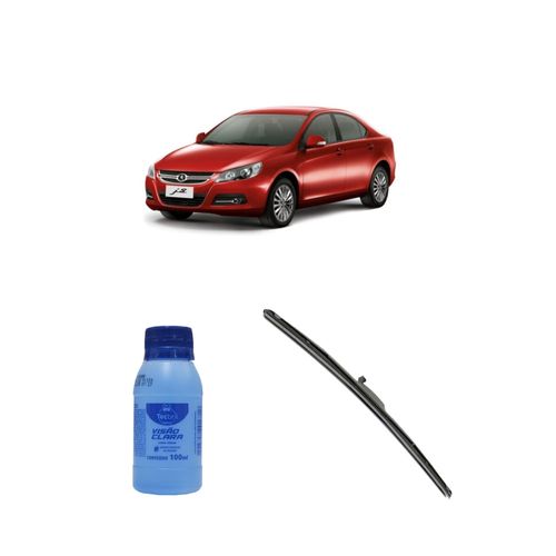 Kit Limpa Vidros Visão Clara 100ml Tecbril + Palheta Hybrid 22" Redux32 Jac J5 de 2012 a 2014